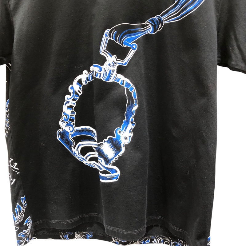 エルメス HERMES プリントTシャツ 4E4651DC ブラック コットン レディース 半袖Ｔシャツ