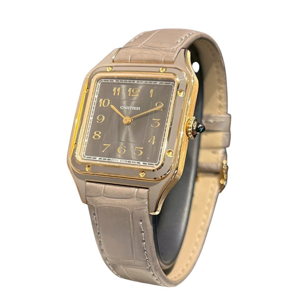 カルティエ Cartier サントスデュモンLM WGSA0097 YG/革 手巻き メンズ 腕時計