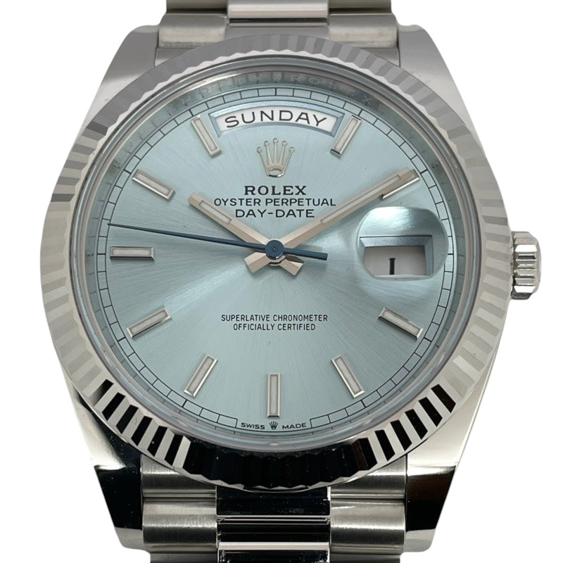ロレックス ROLEX デイデイト40 ランダムシリアル 228236 アイスブルー Pt950 自動巻き メンズ 腕時計