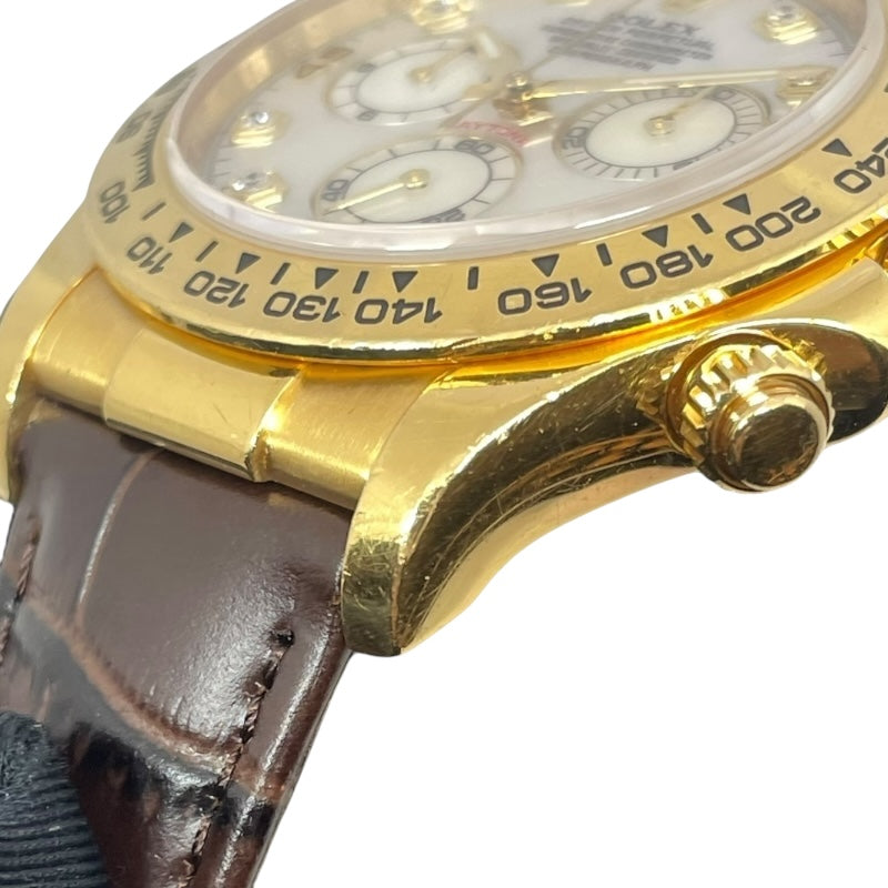 ロレックス ROLEX デイトナ ホワイトシェル V番 116518NG ホワイトシェル K18YG/革ベルト（社外品） 自動巻き メンズ 腕時計