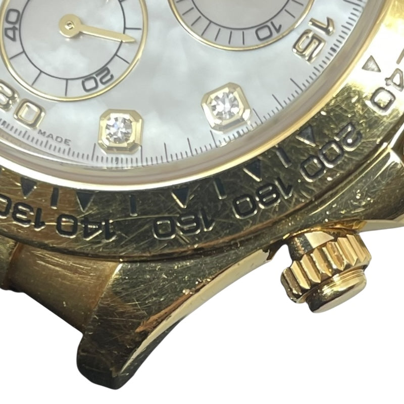 ロレックス ROLEX デイトナ ホワイトシェル V番 116518NG ホワイトシェル K18YG/革ベルト（社外品） 自動巻き メンズ 腕時計