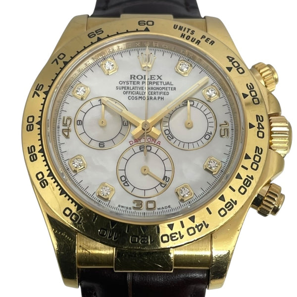 ロレックス ROLEX デイトナ ホワイトシェル V番 116518NG ホワイトシェル K18YG/革ベルト（社外品） 自動巻き メンズ 腕時計