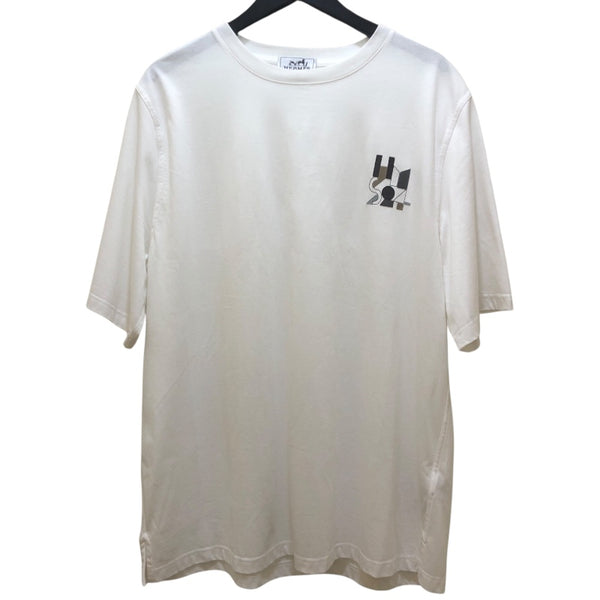 エルメス HERMES ミニレザーパッチTシャツ ホワイト コットン メンズ 半袖Ｔシャツ