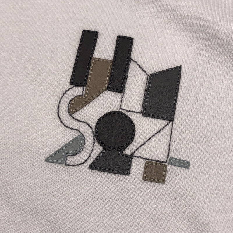 エルメス HERMES ミニレザーパッチTシャツ ホワイト コットン メンズ 半袖Ｔシャツ