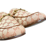 グッチ GUCCI プリンスタウン GGファー装飾ミュール ベージュ キャンバス/ファー メンズ その他靴