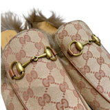 グッチ GUCCI プリンスタウン GGファー装飾ミュール ベージュ キャンバス/ファー メンズ その他靴