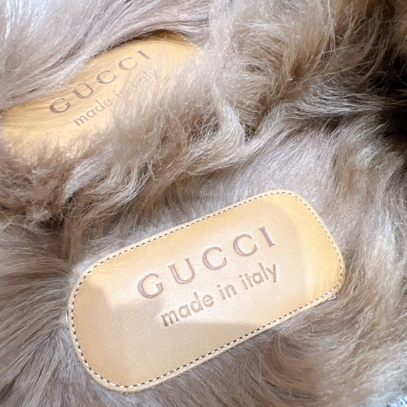 グッチ GUCCI プリンスタウン GGファー装飾ミュール ベージュ キャンバス/ファー メンズ その他靴
