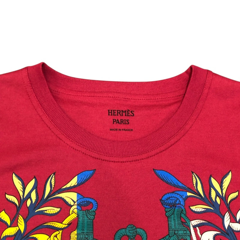 エルメス HERMES プリントTシャツ 4E4629DA ピンク コットン コットン レディース 半袖Ｔシャツ