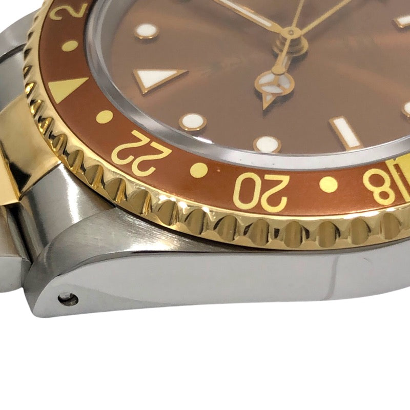 ロレックス ROLEX GMTマスター2 S番 16713 ブラウン SS/K18YG メンズ 腕時計