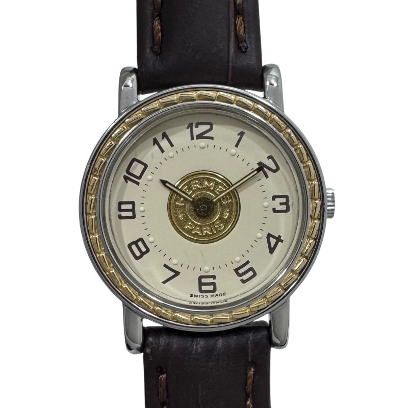 エルメス HERMES セリエ ゴールド GP/SS クオーツ レディース 腕時計