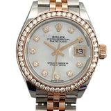 ロレックス ROLEX デイトジャスト28 ホワイトシェル 279381RBR ホワイトシェル PG/SS 自動巻き レディース 腕時計