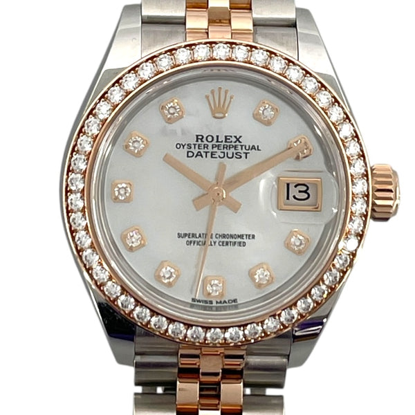 ロレックス ROLEX デイトジャスト28 ホワイトシェル 279381RBR ホワイトシェル PG/SS 自動巻き レディース 腕時計