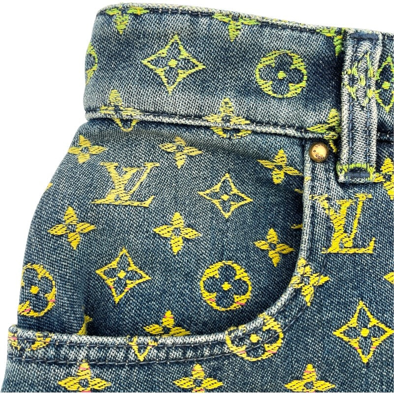 ルイ・ヴィトン LOUIS VUITTON レインボーモノグラムデニムハーフパンツ HOD77W ブルー コットン メンズ ショートパンツ