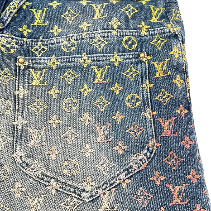 ルイ・ヴィトン LOUIS VUITTON レインボーモノグラムデニムハーフパンツ HOD77W ブルー コットン メンズ ショートパンツ