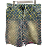 ルイ・ヴィトン LOUIS VUITTON レインボーモノグラムデニムハーフパンツ HOD77W ブルー コットン メンズ ショートパンツ