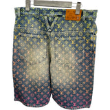 ルイ・ヴィトン LOUIS VUITTON レインボーモノグラムデニムハーフパンツ HOD77W ブルー コットン メンズ ショートパンツ