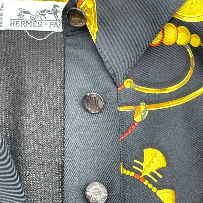 エルメス HERMES ポロシャツ ブラック シルク メンズ ポロシャツ