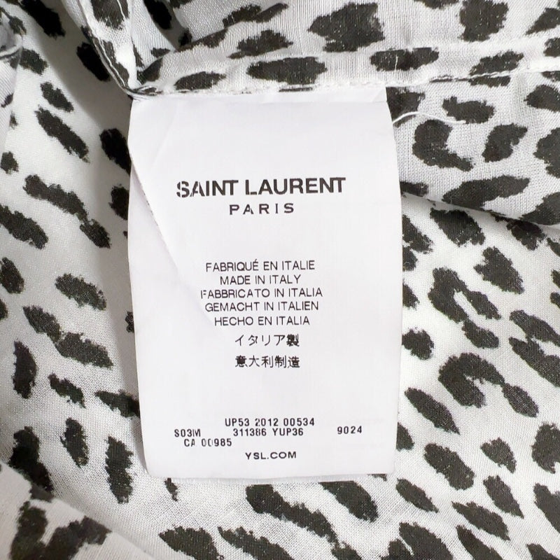 サンローラン SAINT LAURENT ベイビーキャット総柄長袖シャツ 311386 ホワイト/ブラック コットン メンズ 長袖シャツ