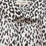 サンローラン SAINT LAURENT ベイビーキャット総柄長袖シャツ 311386 ホワイト/ブラック コットン メンズ 長袖シャツ