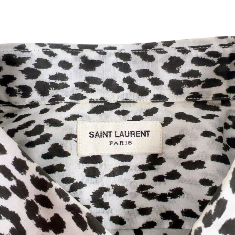 サンローラン SAINT LAURENT ベイビーキャット総柄長袖シャツ 311386 ホワイト/ブラック コットン メンズ 長袖シャツ
