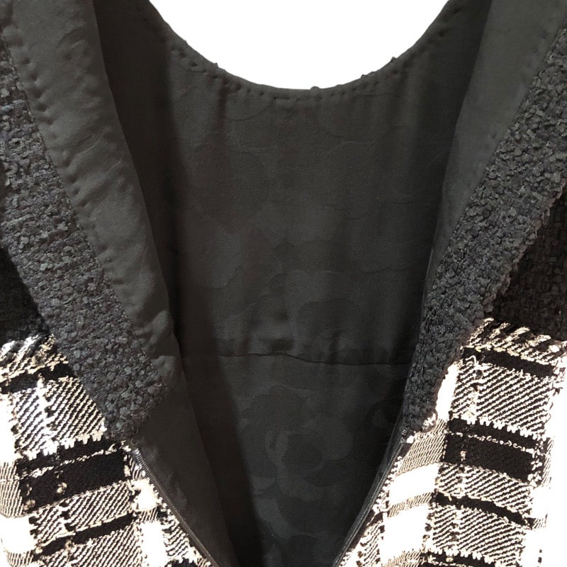 CHANEL チェック柄リボンミュール シャネル CHANEL チェック柄切替ツイードノースリーブワンピース