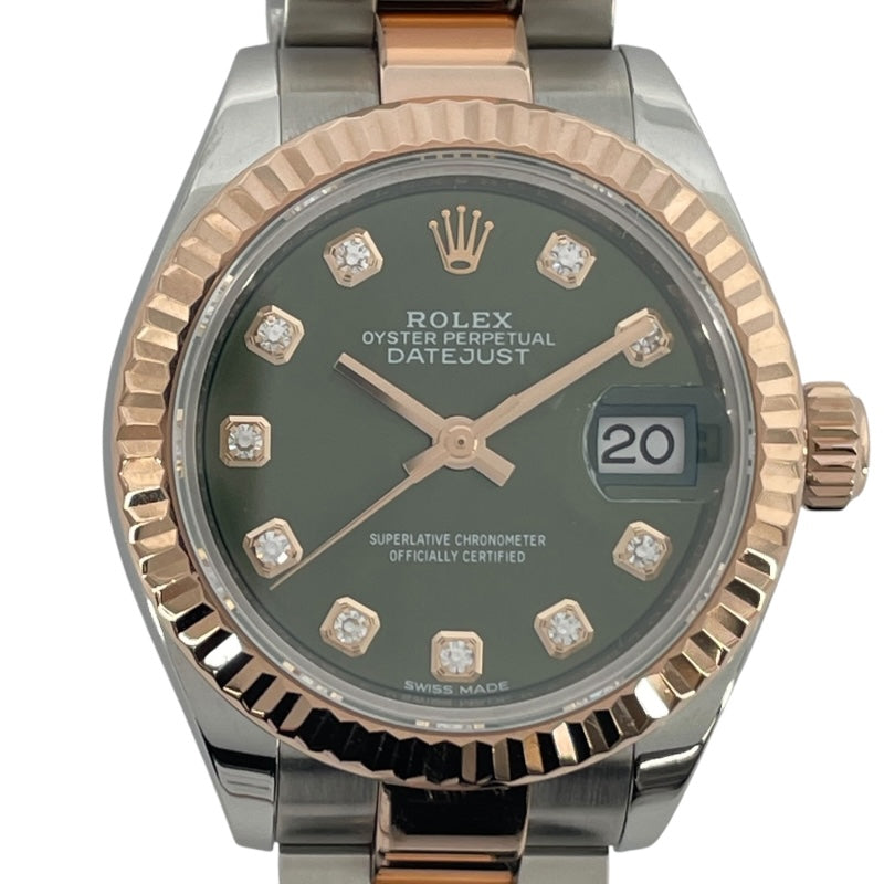 ロレックス ROLEX デイトジャスト28 オリーブグリーン 279171G オリーブグリーン K18PG/SS レディース 腕時計