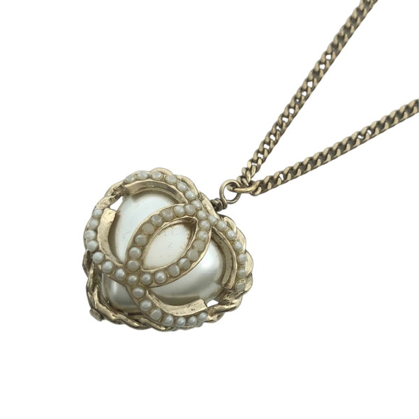 シャネル CHANEL ココマークハートネックレス ゴールド メタル/パール アクセサリー