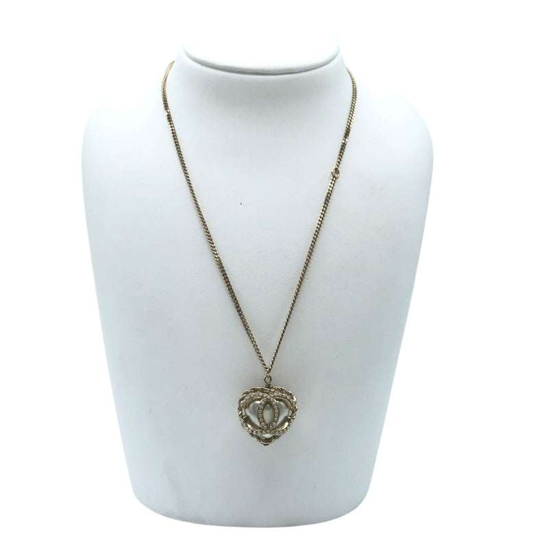 シャネル CHANEL ココマークハートネックレス ゴールド メタル/パール アクセサリー