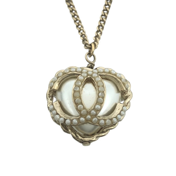 シャネル CHANEL ココマークハートネックレス ゴールド メタル/パール アクセサリー