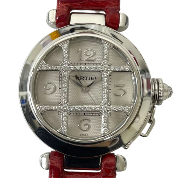 カルティエ Cartier パシャ32mm WJ1014M9 K18WG/アリゲーターレザー 自動巻き レディース 腕時計