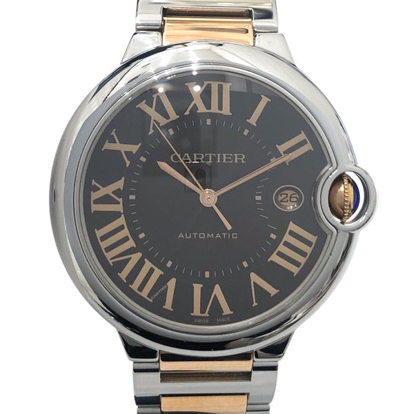 カルティエ Cartier バロンブルー ドゥ カルティエ 42mm W6920032 ブラウン PG SS メンズ 腕時計