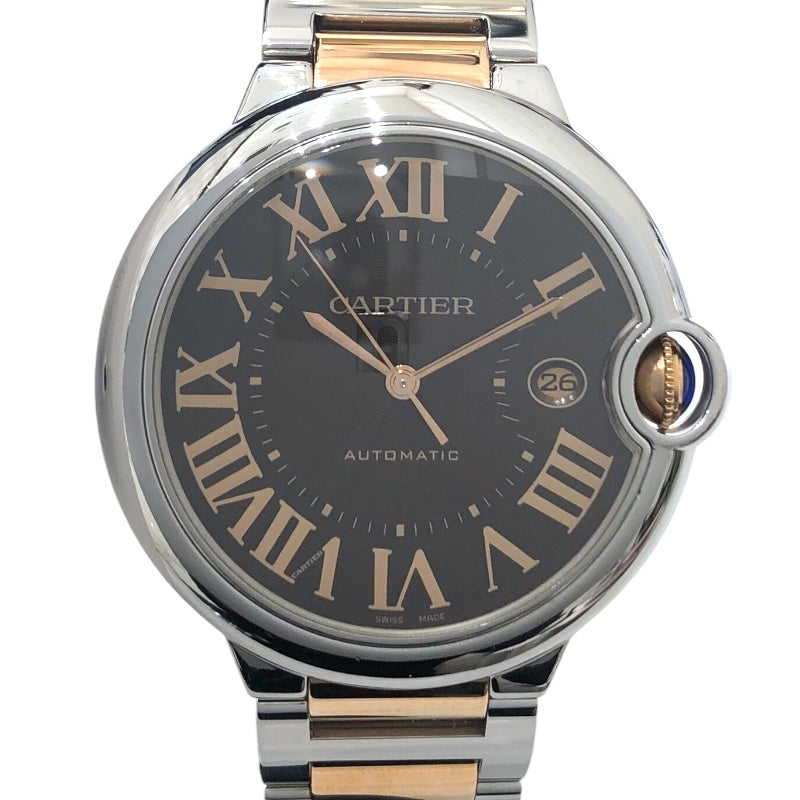 カルティエ Cartier バロンブルー ドゥ カルティエ 42mm W6920032 ブラウン PG SS メンズ 腕時計