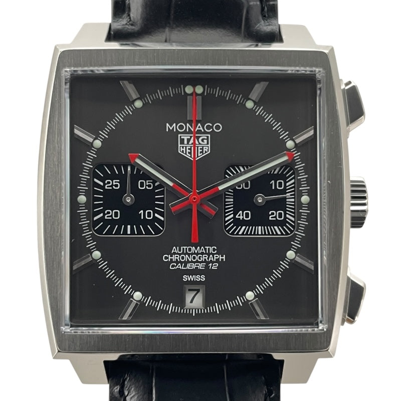 タグ・ホイヤー TAG HEUER モナコ キャリバー12 クロノグラフ ファイナルエディション CAW211J.FC6476 グレー SS/革ベルト（社外品） 自動巻き メンズ 腕時計