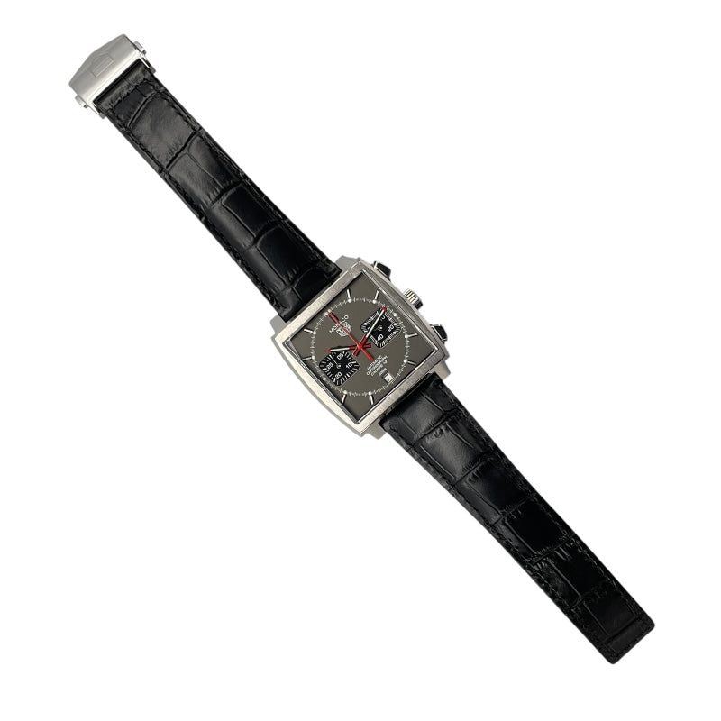 タグ・ホイヤー TAG HEUER モナコ キャリバー12 クロノグラフ ファイナルエディション CAW211J.FC6476 グレー SS/革ベルト（社外品） 自動巻き メンズ 腕時計
