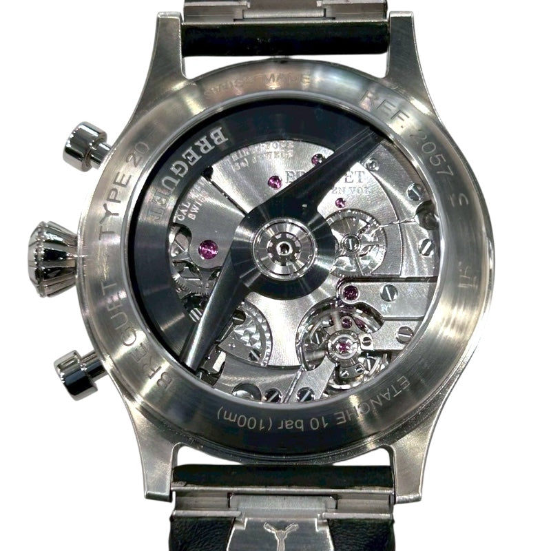 ブレゲ Breguet タイプ20 クロノグラフ 2057ST/92/3WU ブラック SS/レザーストラップ メンズ 腕時計