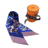エルメス HERMES ツイリー Les Folise du Ciel ブルー シルク レディース スカーフ