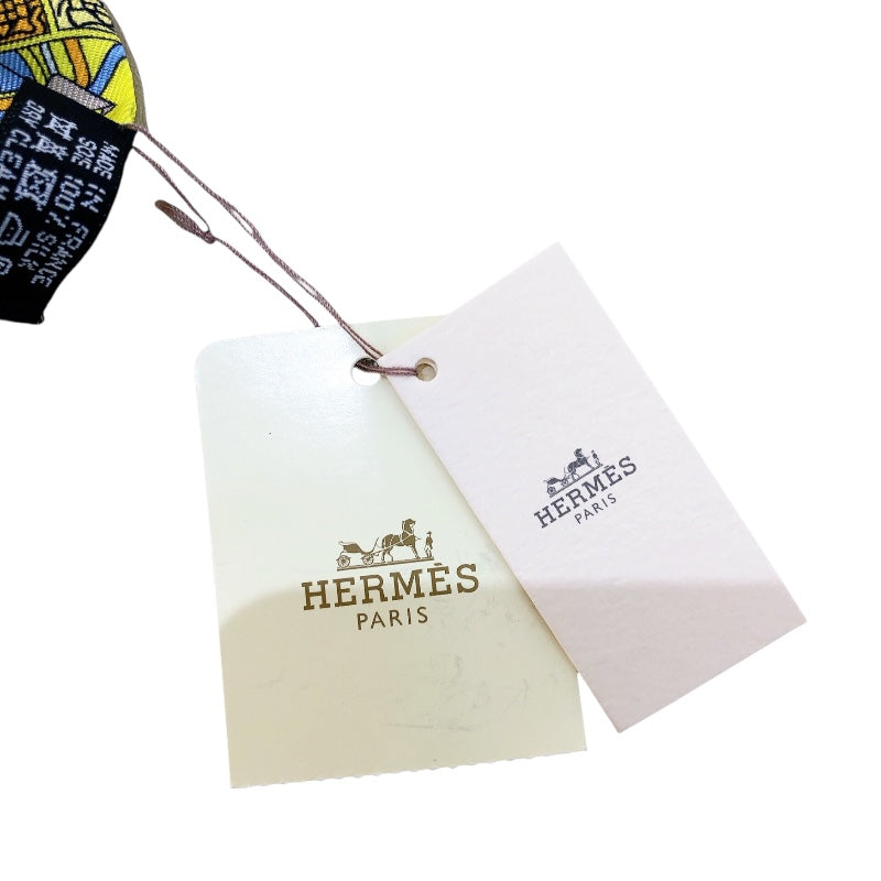 エルメス HERMES ツイリー La maison des carres イエロー/ブルー/ライトブルー シルク レディース スカーフ