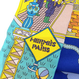 エルメス HERMES ツイリー La maison des carres イエロー/ブルー/ライトブルー シルク レディース スカーフ