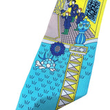 エルメス HERMES ツイリー La maison des carres イエロー/ブルー/ライトブルー シルク レディース スカーフ