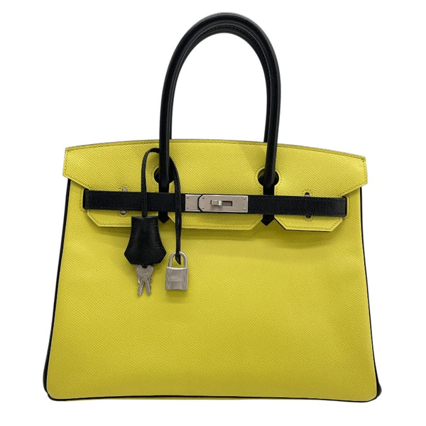 エルメス HERMES バーキン30　パーソナルオーダー □Q刻 スフレxブラック　シルバー金具 エプソン レディース ハンドバッグ