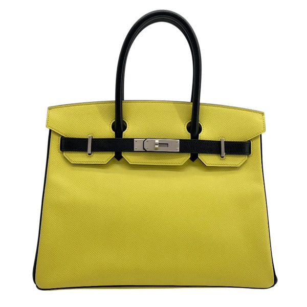 エルメス HERMES バーキン30　パーソナルオーダー □Q刻 スフレxブラック　シルバー金具 エプソン レディース ハンドバッグ