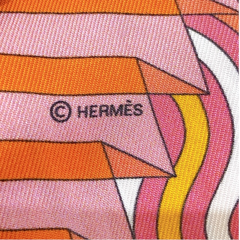 エルメス HERMES Ballet Aquatique オレンジ/ピンク/ブラウン シルク レディース スカーフ