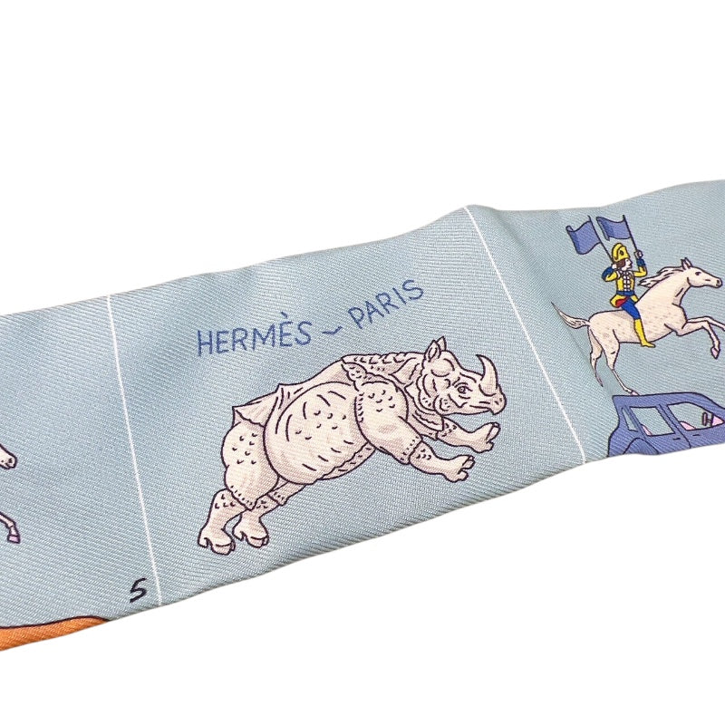 エルメス HERMES ツイリー Parade ライトブルー シルク レディース スカーフ