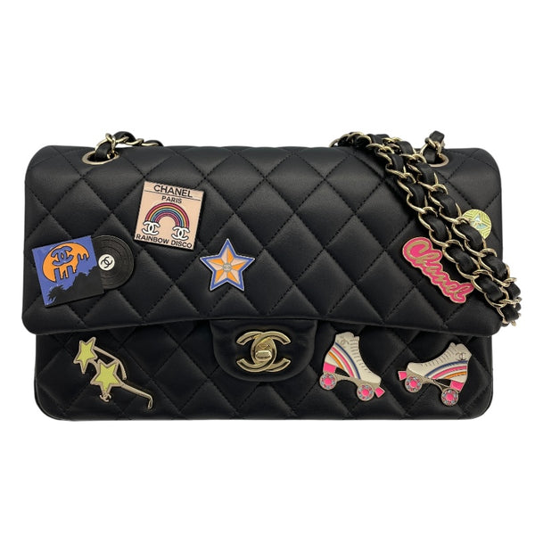 シャネル CHANEL マトラッセ25　ワッペン A01112 ブラック　ゴールド金具 ラムスキン レディース ショルダーバッグ