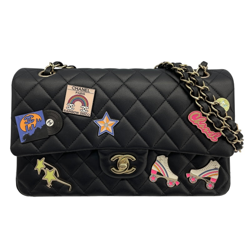 シャネル CHANEL マトラッセ25　ワッペン A01112 ブラック　ゴールド金具 ラムスキン レディース ショルダーバッグ