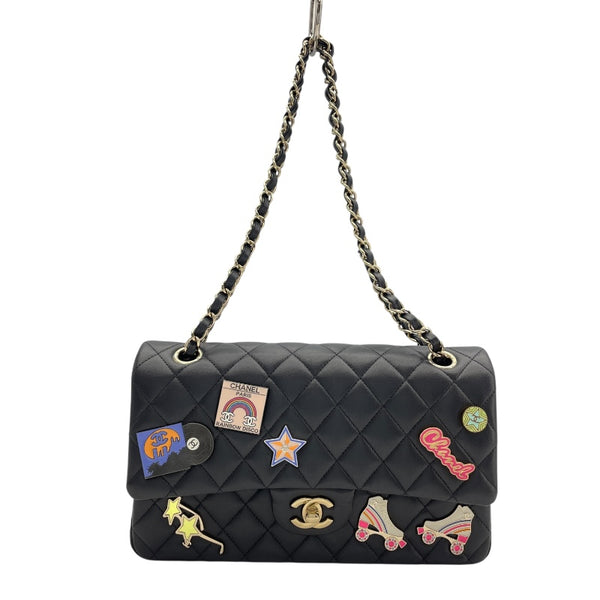 シャネル CHANEL マトラッセ25　ワッペン A01112 ブラック　ゴールド金具 ラムスキン レディース ショルダーバッグ