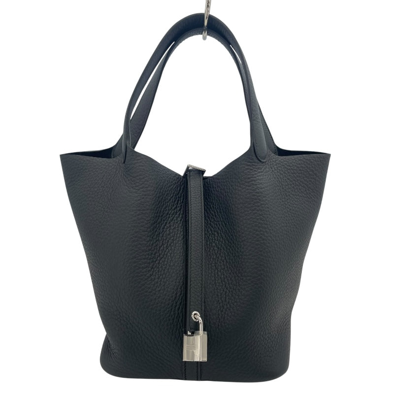 エルメス HERMES ピコタンロック MM W刻 ブラック　シルバー金具 トリヨン レディース ハンドバッグ