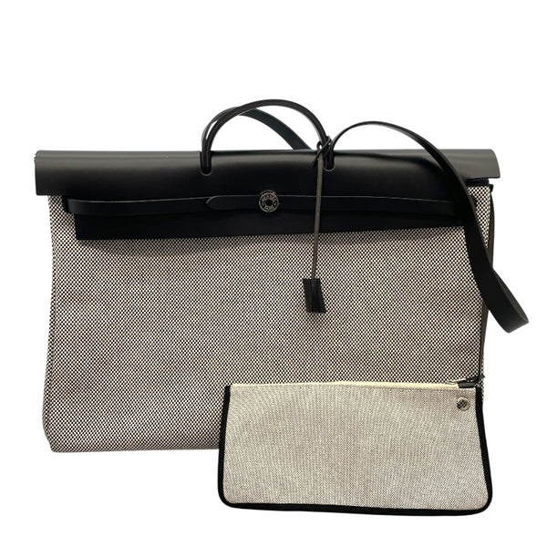 エルメス HERMES エールバッグジップGM Y刻 ブラック シルバー金具 トワル ユニセックス ハンドバッグ