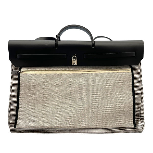 エルメス HERMES エールバッグジップGM Y刻 ブラック シルバー金具 トワル ユニセックス ハンドバッグ