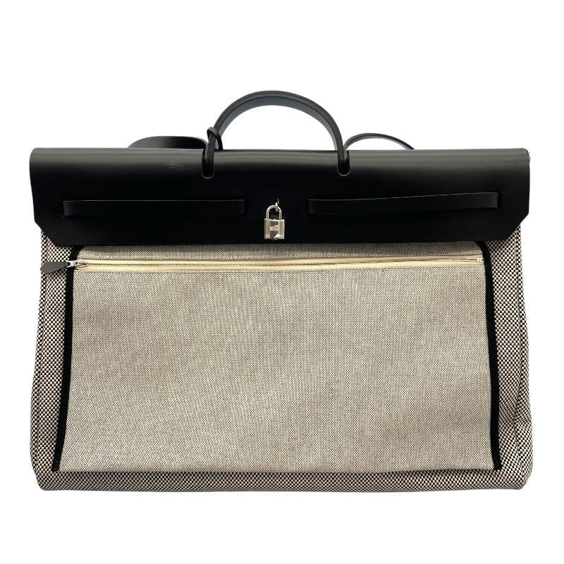 エルメス HERMES エールバッグジップGM Y刻 ブラック シルバー金具 トワル ユニセックス ハンドバッグ
